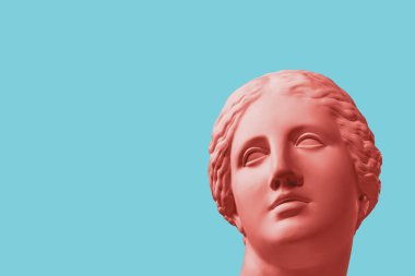 Çağdaş sanat konsepti kolajı, antik Venüs heykelinin başını zine kültür tarzında çeker. Modern trend sanatı.