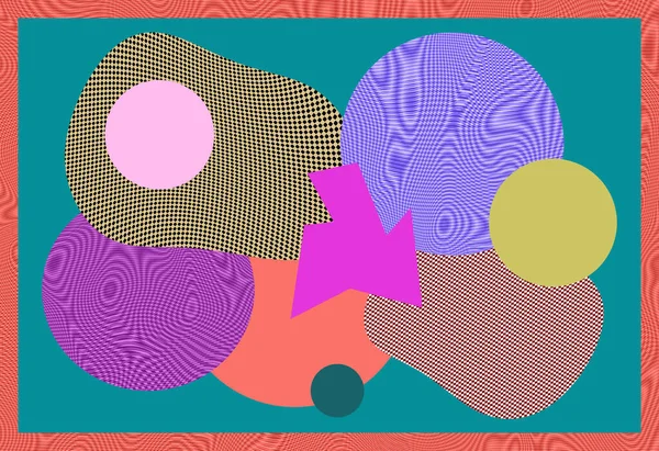 Současné umění abstraktní pozadí s geometrickými prvky a vzorem. Digitální textura na pozadí. Módní umění, zine kultura. Moderní šablona pro pop art, modernismus, kubismus. — Stock fotografie