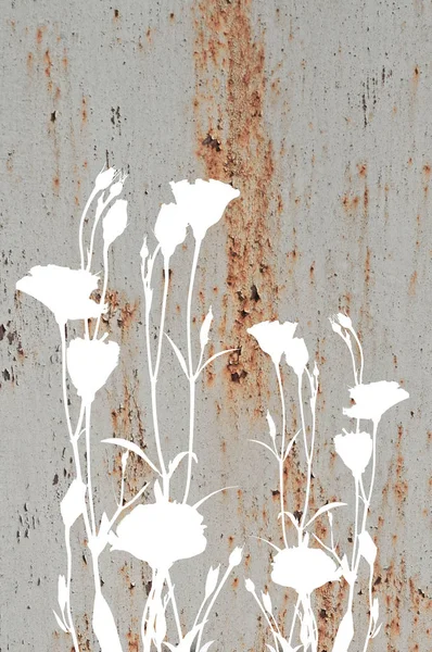 Absztrakt virágok a régi rozsdás fém szövet — Stock Fotó