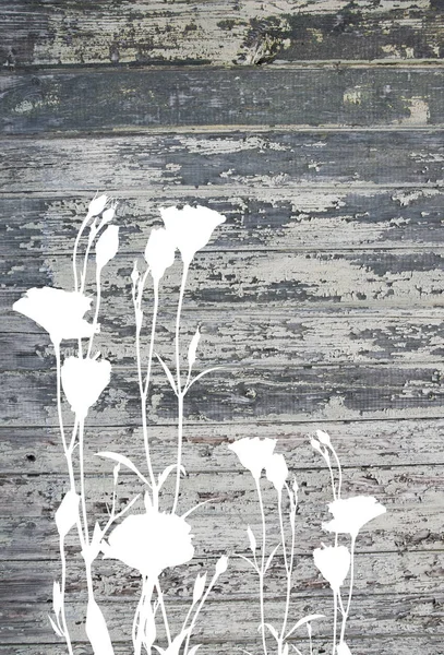 Flores abstractas en textura de madera pintada antigua vintage —  Fotos de Stock