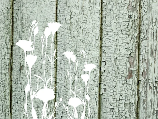 Flores abstractas en textura de madera pintada antigua vintage —  Fotos de Stock