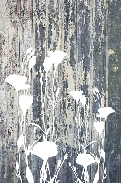 Flores abstractas en textura de madera vintage —  Fotos de Stock