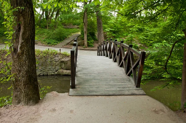 The wooden footbridge — Stock Photo, Image