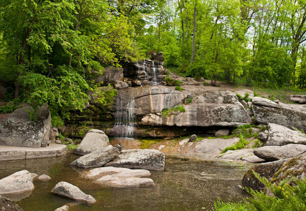 The Beautiful waterfall in Sofiyivsky Park, Uman, Ukraine