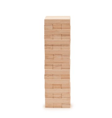 Beyaz arka plan üzerinde izole blok ahşap oyun (jenga)