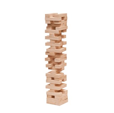 Ahşap blok puzzle oyunu (jenga) beyaz arka plan üzerinde