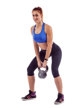 Güzel kadın dumbbell egzersiz yapma uygun.