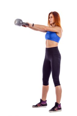 Güzel kadın dumbbell egzersiz yapma uygun.