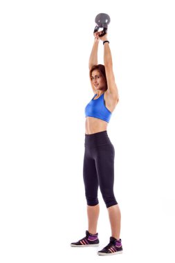 Güzel kadın dumbbell egzersiz yapma uygun.