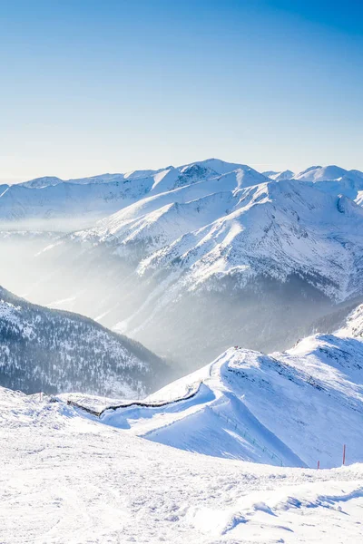 美丽的山景观。冬山 免版税图库照片