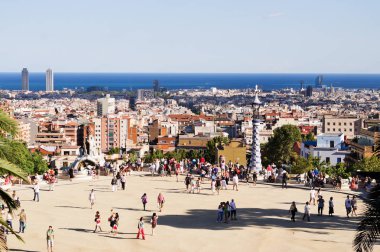 People visit Park Guell clipart