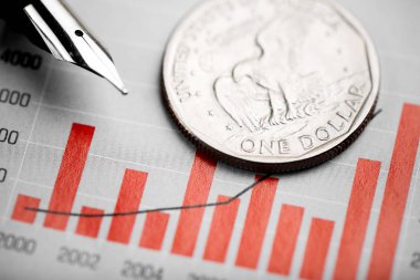 dalgalanan grafik üzerinde Amerikan madeni para 
