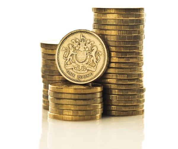 Stacks of pound coins — Stock Photo, Image