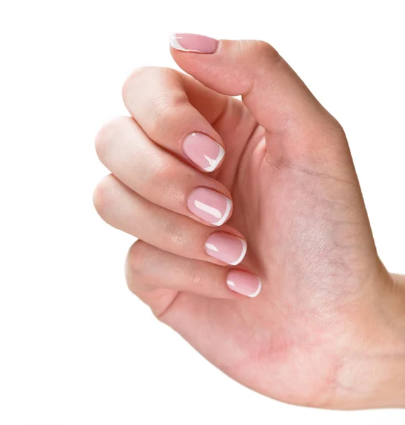 Manicure Mão Francesa Isolado Branco — Fotografia de Stock
