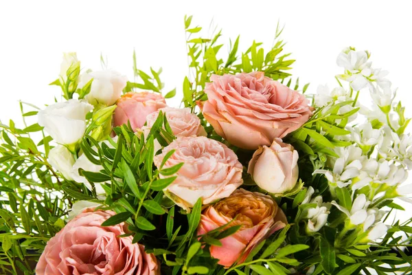 Schöner Strauß Rosa Und Weißer Blumen Isoliert Auf Weißem Grund — Stockfoto