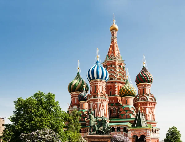 Saint Basil Katedrali Minin Moskova Kızıl Meydanında Pozharsky Anıtı — Stok fotoğraf