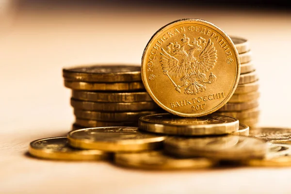 Ruský Rubl Mince Zlaté Mince — Stock fotografie