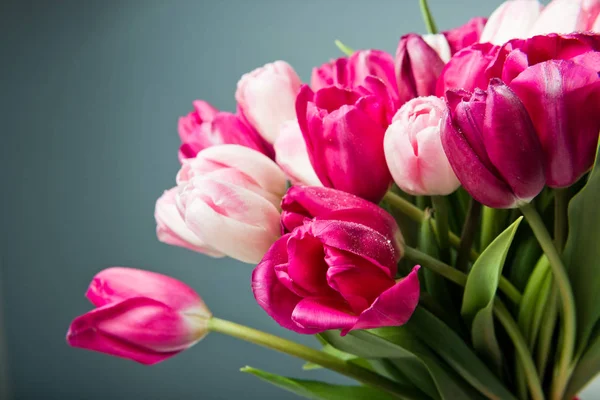 Detailní Záběr Kytici Růžových Tulipánů — Stock fotografie