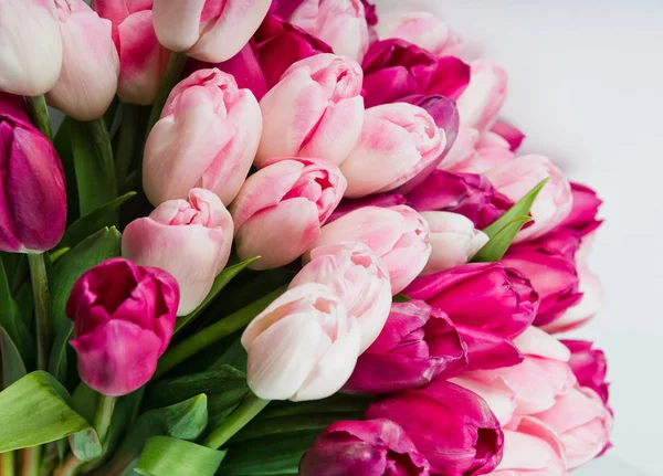 Detailní Záběr Kytici Růžových Tulipánů — Stock fotografie