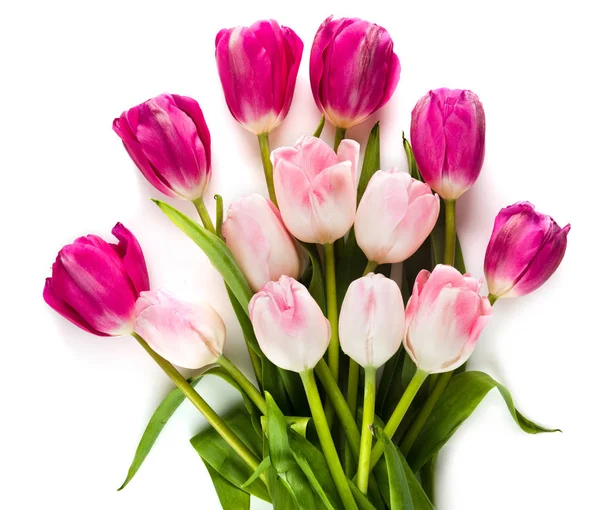 Strauß Rosa Tulpen Isoliert Auf Weißem Hintergrund — Stockfoto