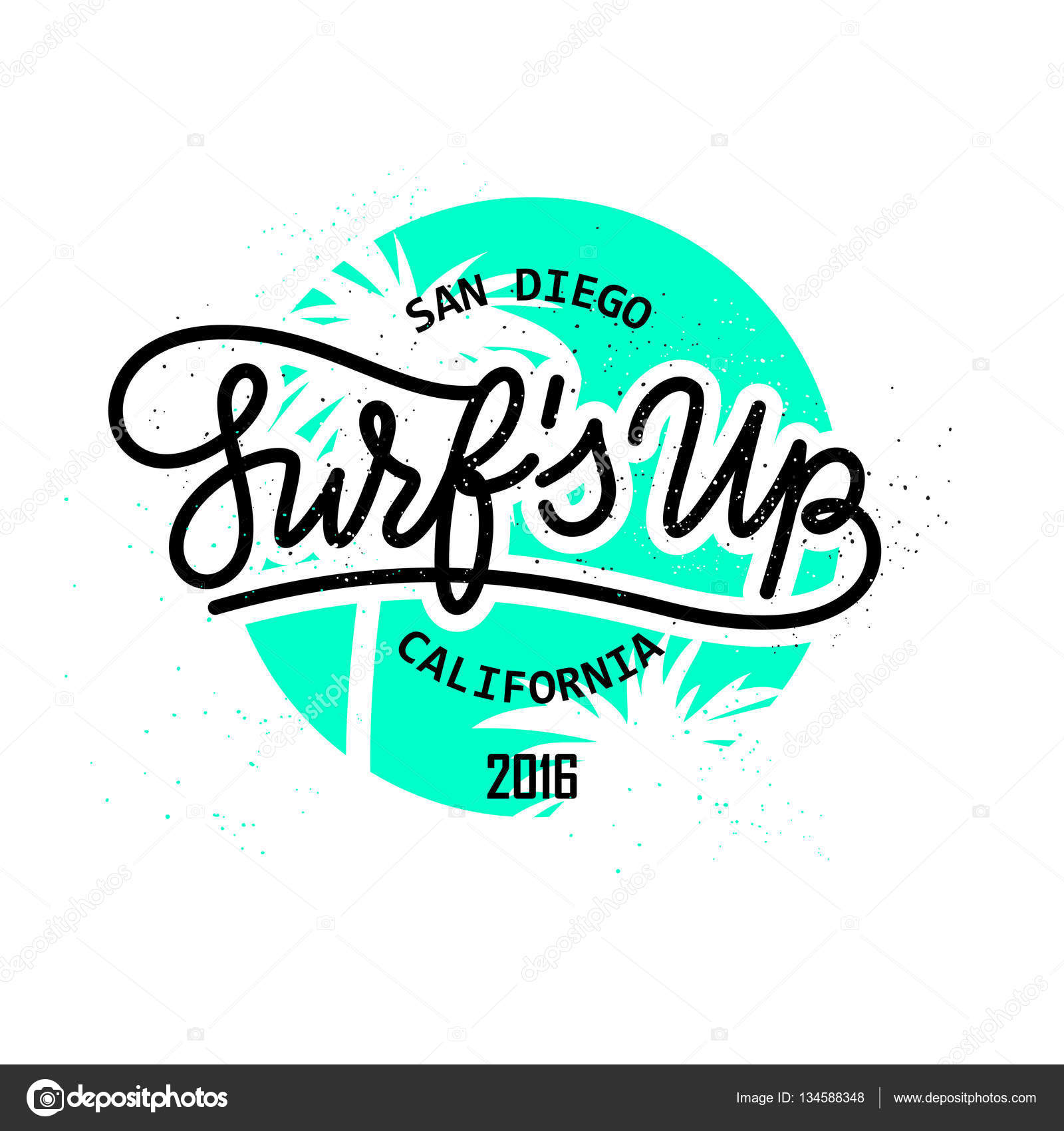 Surf 's up hand lettering emblema Stock Vector by ©Heizel 134588348