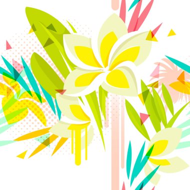 Plumeria çiçekli tropikal çiçek seamless modeli