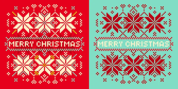 Cartão de Natal com flocos de neve de malha cartão de saudação sazonal wi — Vetor de Stock