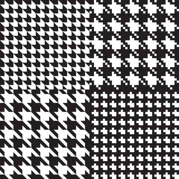 Houndstooth seamless patterns set — Stock Vector