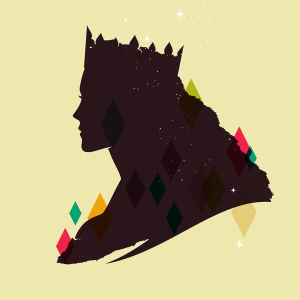 Vintage koningin silhouet — Stockvector