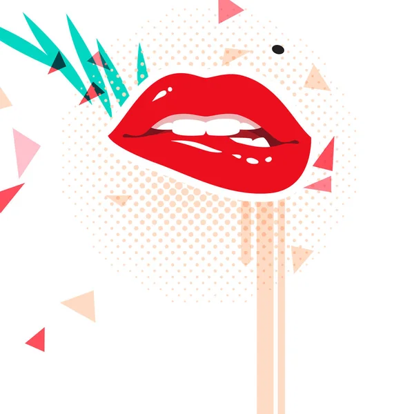 Mulut merah perempuan - Stok Vektor