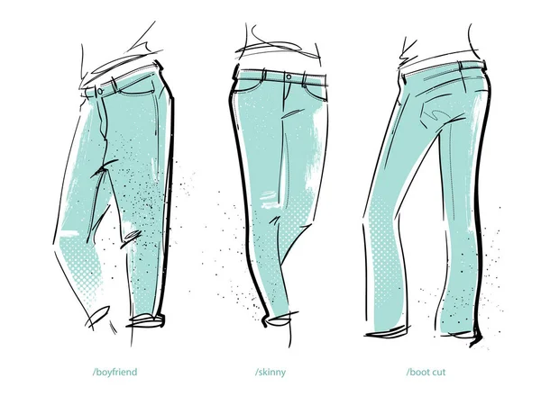 女性のジーンズのフィット — ストックベクタ