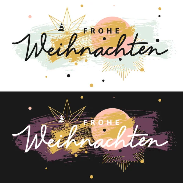 Frohe Weihnachten, Christmas lettering cards — ストックベクタ