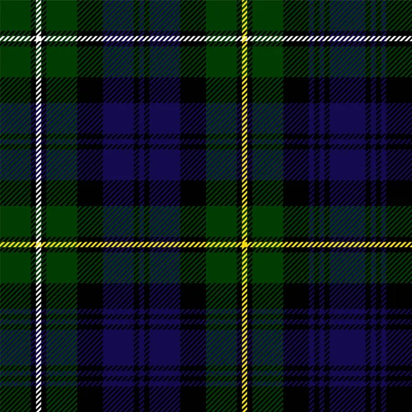 Scottish plaid in green, black, blue. Campbell of Argyll tartan — Stock Vector
