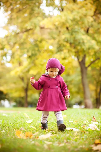 Kislány az őszi parkban — Stock Fotó