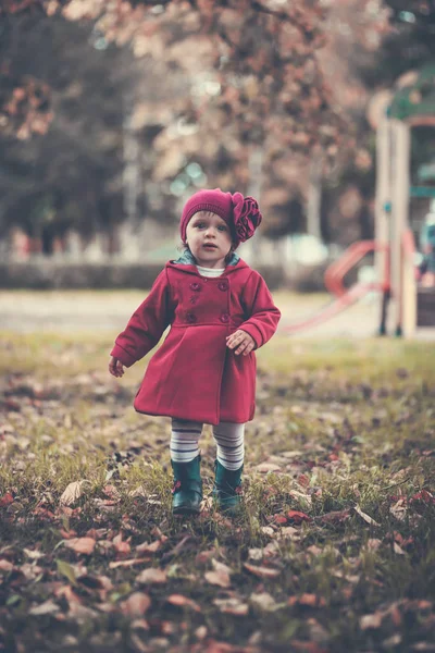 Little girl in autumn park — Stock Photo, Image