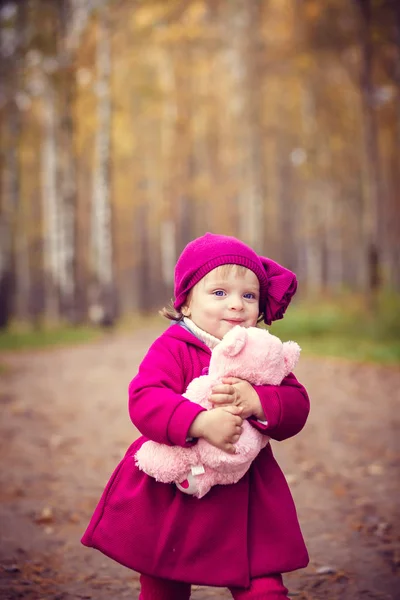 Niña en el parque de otoño — Foto de Stock