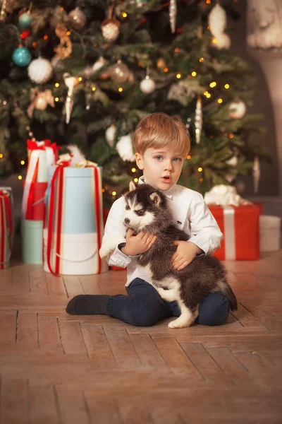 Kerst jongen Stockafbeelding