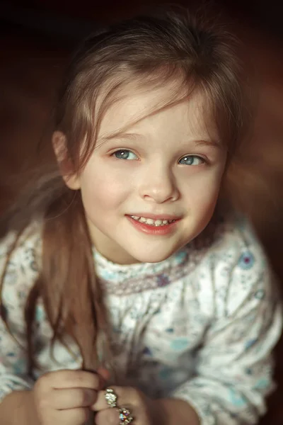 Lief Klein Meisje Closeup Portret — Stockfoto