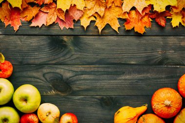 herfst bladeren, appels en pompoenen 