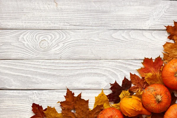 Podzimní listy a dýně — Stock fotografie