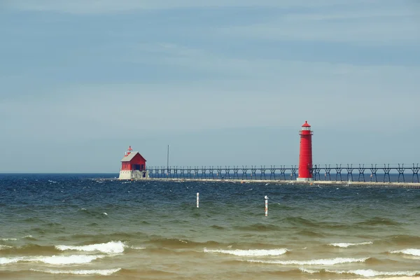 Grand Haven Syd Pierhead lys - Stock-foto