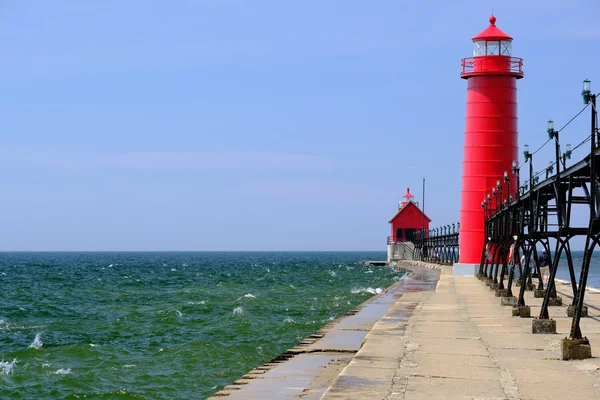 Το Grand Haven νότια Pierhead φως — Φωτογραφία Αρχείου