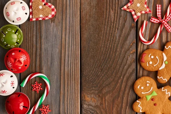 Cookies, candy canes and decorations — Stock Photo, Image