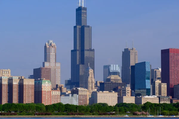 早上的芝加哥天际线 — 图库照片