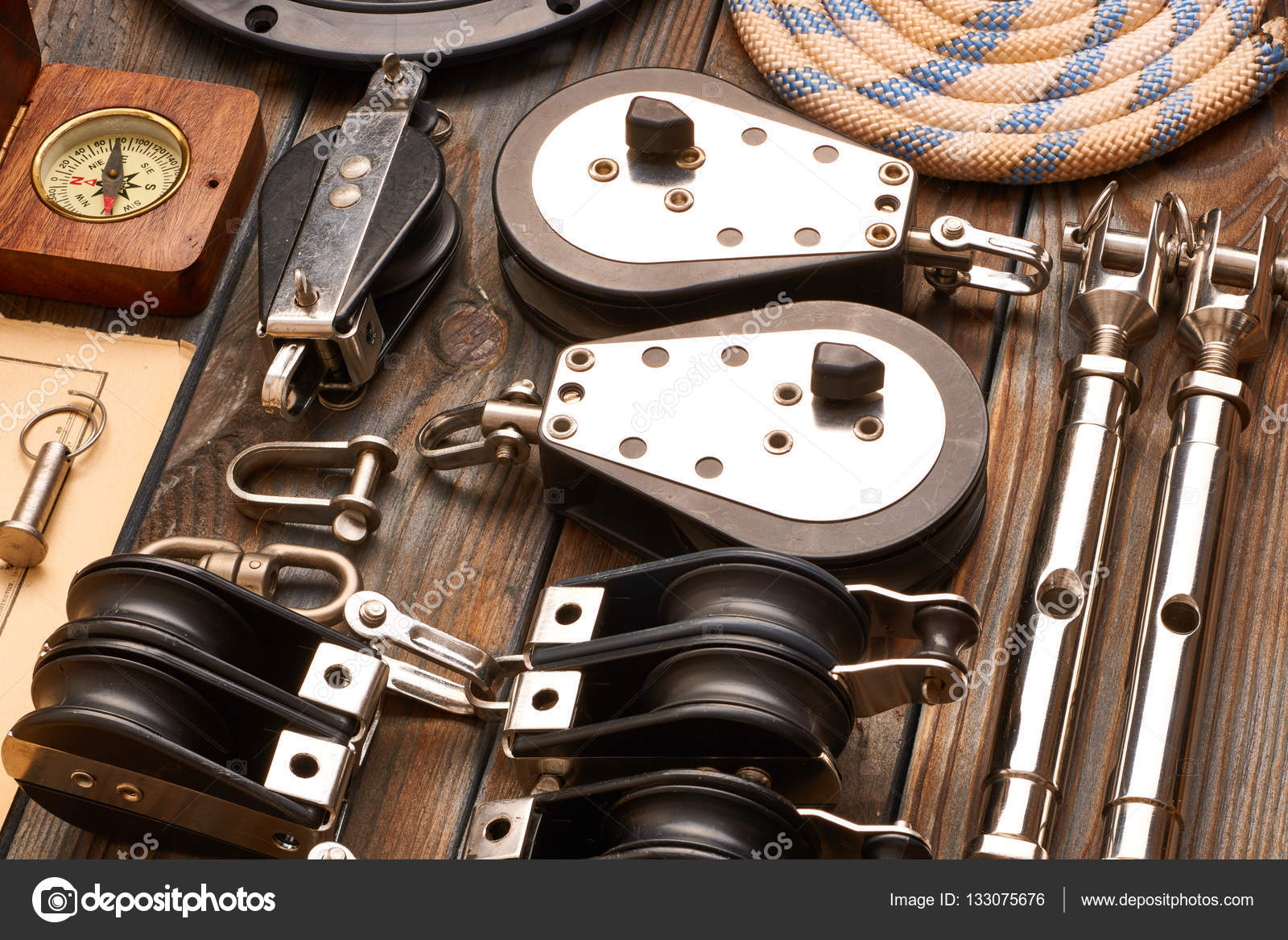 Sailing yacht rigging equipment Stock Photo by ©haveseen 133075676