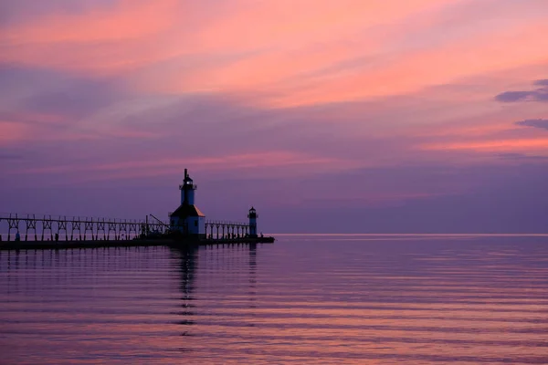 St. Joseph North Pier Lights — Stock Photo, Image