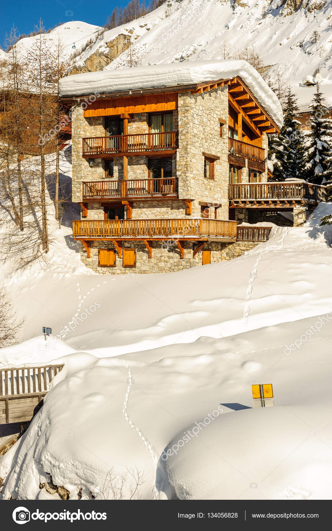 Alpine Winter Mountain Landscape French Alps With Snow Stock