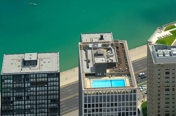 Chicago skyline uitzicht vanuit de lucht — Stockfoto