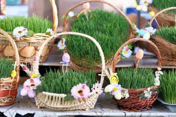 Pasen manden met gras — Stockfoto