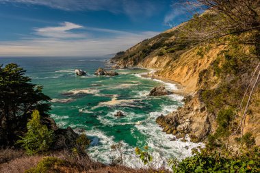 Pacific coast beach landscape clipart